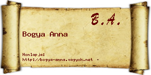 Bogya Anna névjegykártya